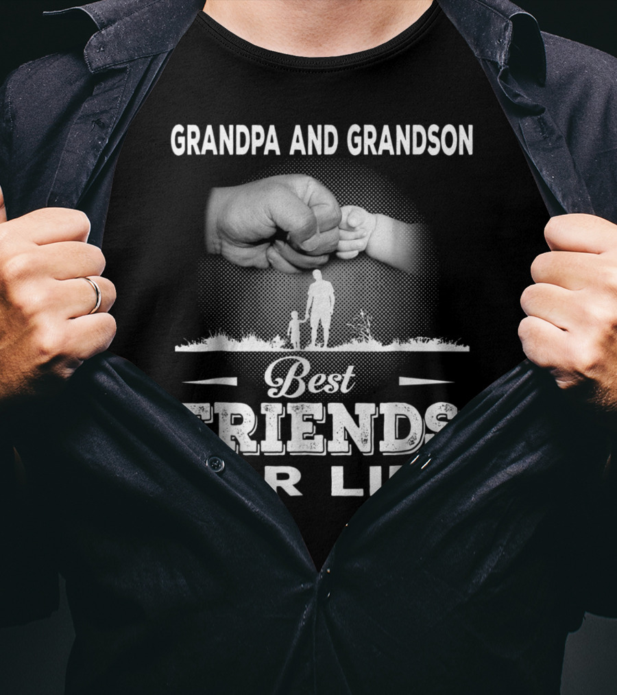 Grandpa And GrandSon Fist Bump Best Friends For Life Generations Together T-Shirt