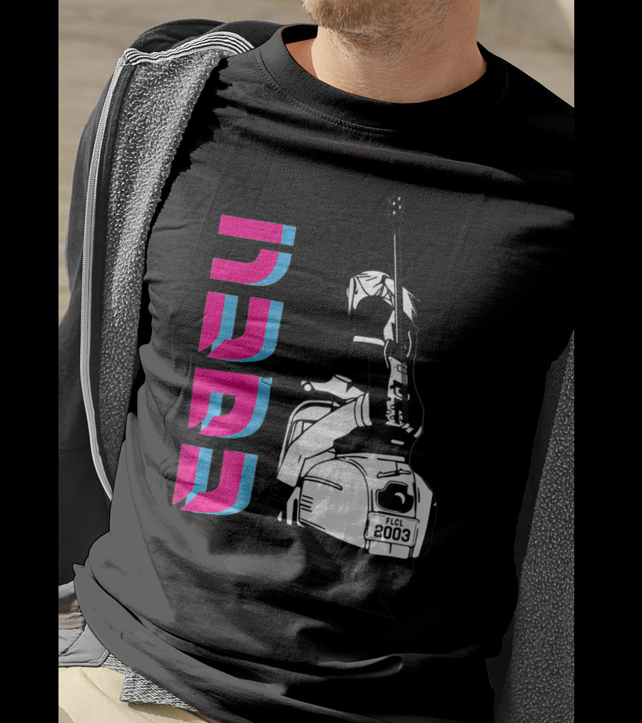 FLCL Fooly Cooly Vespa Rider With Guitar 2003 T-Shirt