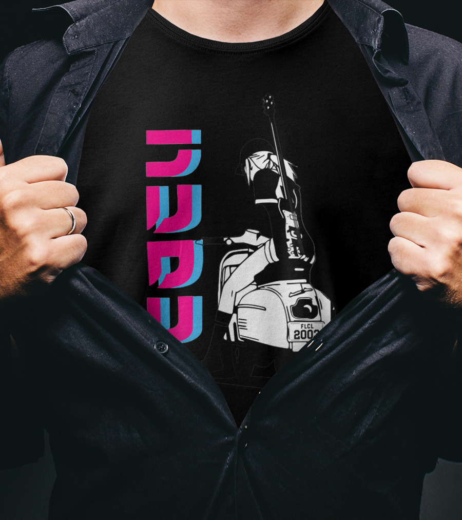 FLCL Fooly Cooly Vespa Rider With Guitar 2003 T-Shirt