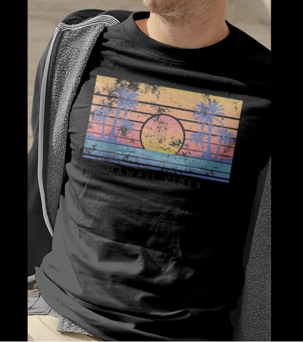 Hawaii Vibes Sunset Palm Trees T-Shirt