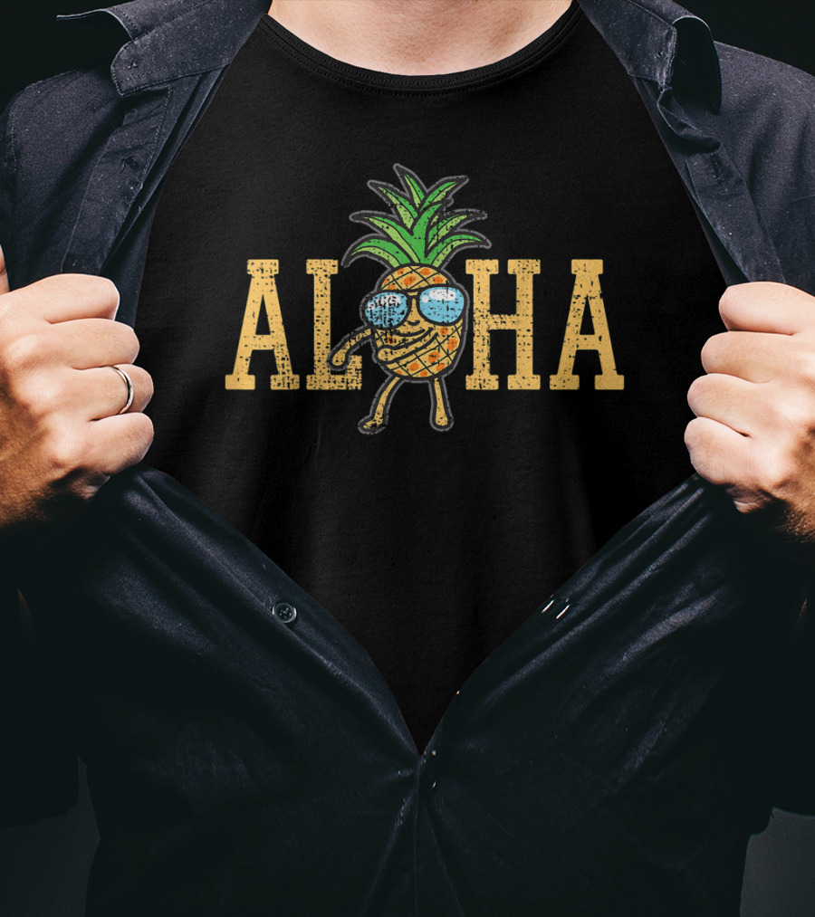 Aloha Hawaiian Flossing Pineapple With Sunglasses T-Shirt