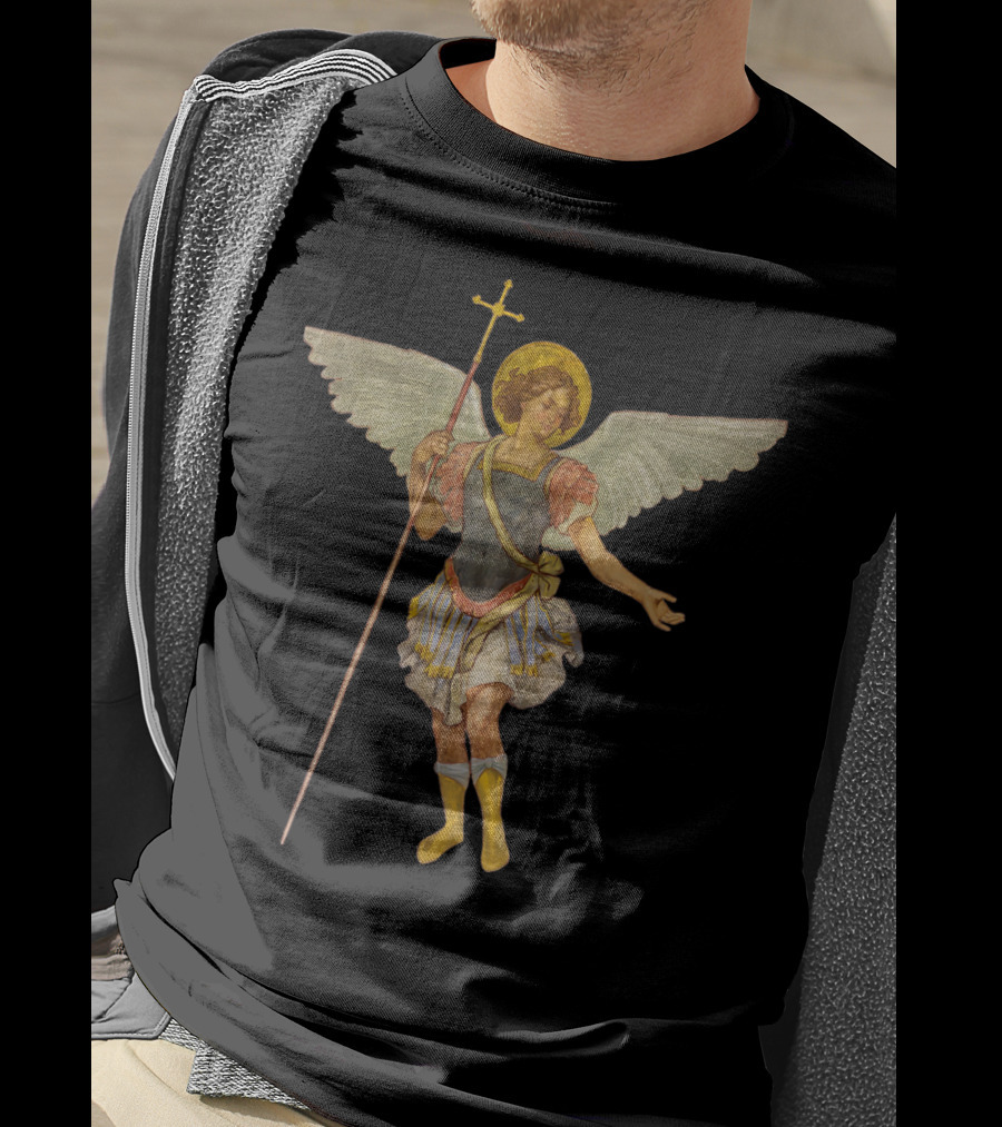 Beautiful Guardian Angel St Michael With Wings And Halo Protection T-Shirt