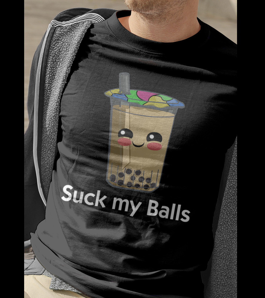 Boba Tea Suck My Balls Funny Bubble Drink T-Shirt