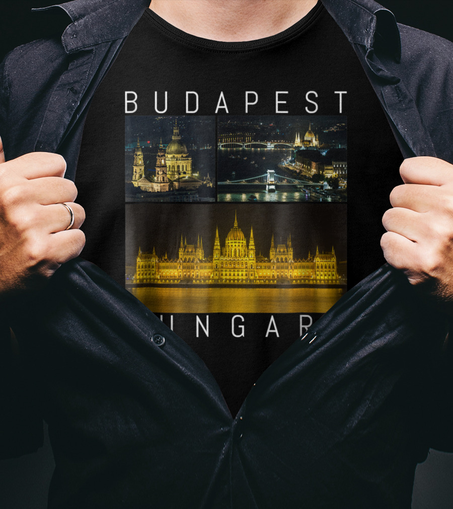 Budapest Hungary Nighttime Landmarks Photography Gallery T-Shirt