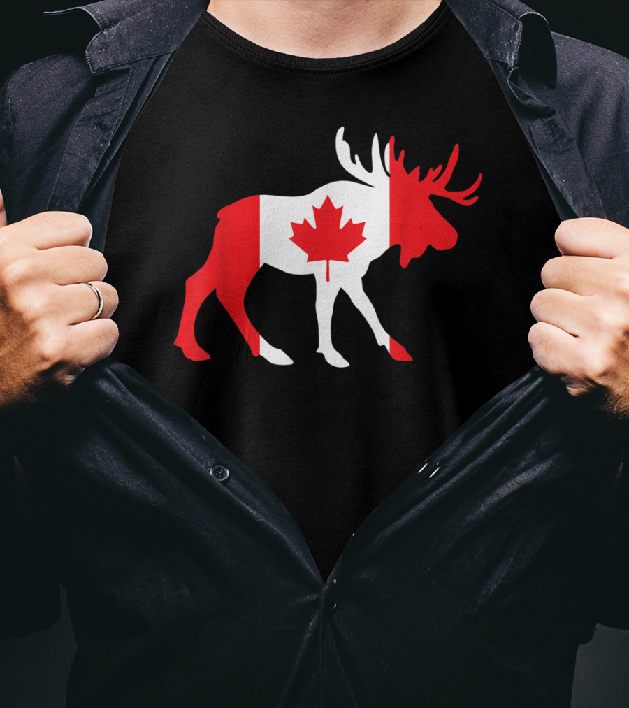 Canada Moose Flag Maple Leaf T-Shirt