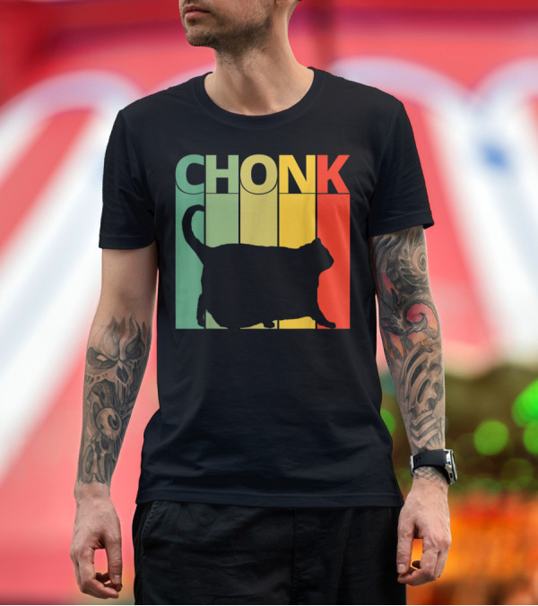 Premium T-Shirt: Chonk Cat Meme Funny Big Chungus Retro Stripes T-Shirt Chonk Cat Meme Funny Big Chungus Retro Stripes T-Shirt