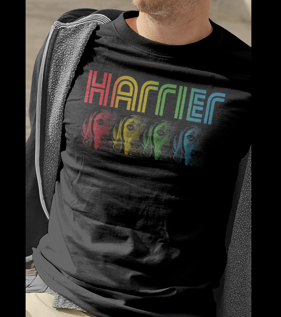 Harrier Dog Rainbow Cool Groovy T-Shirt