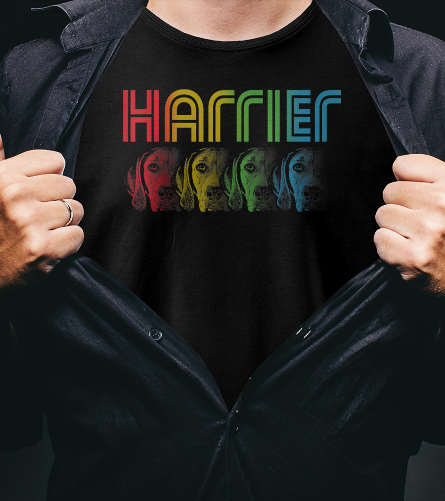 Harrier Dog Rainbow Cool Groovy T-Shirt