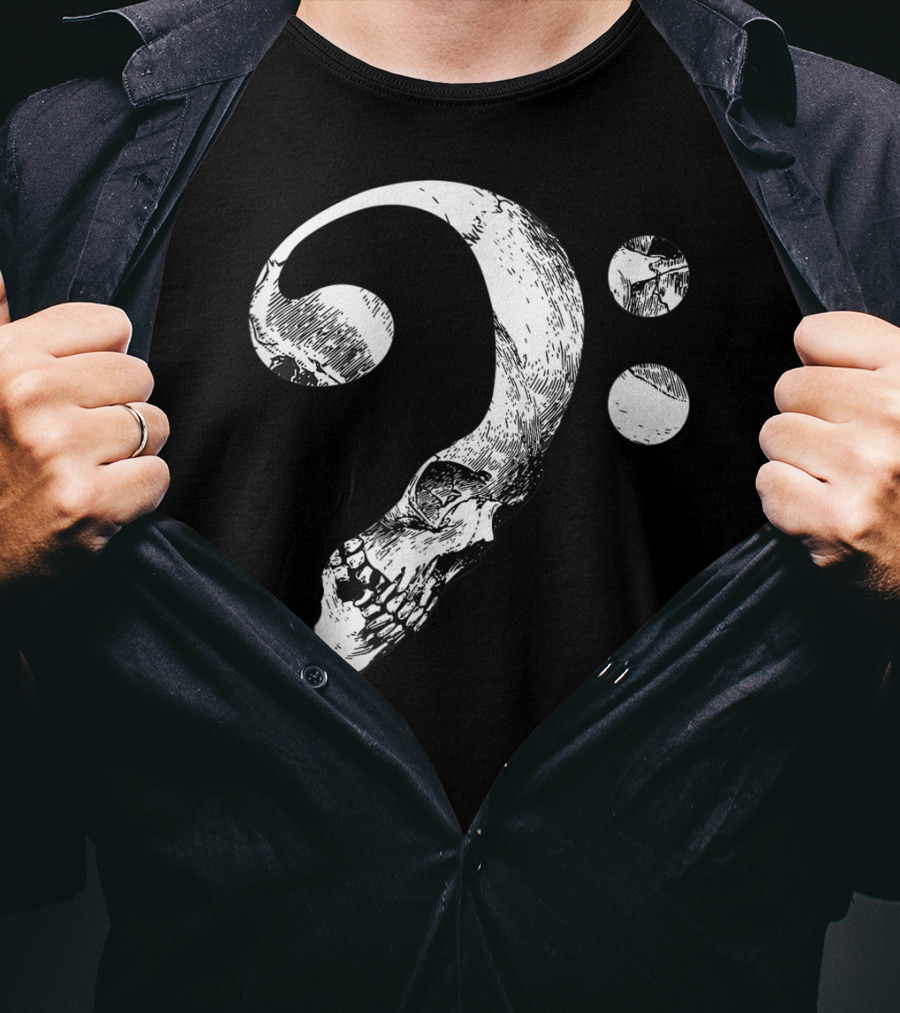 Cool Skull Bass Clef Musician Music Lover T-Shirt