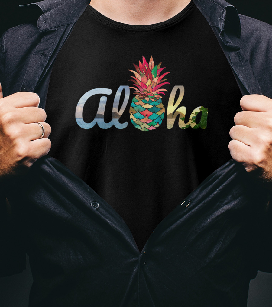 Aloha Pineapple Mermaid Coral Hawaii Girls T-Shirt