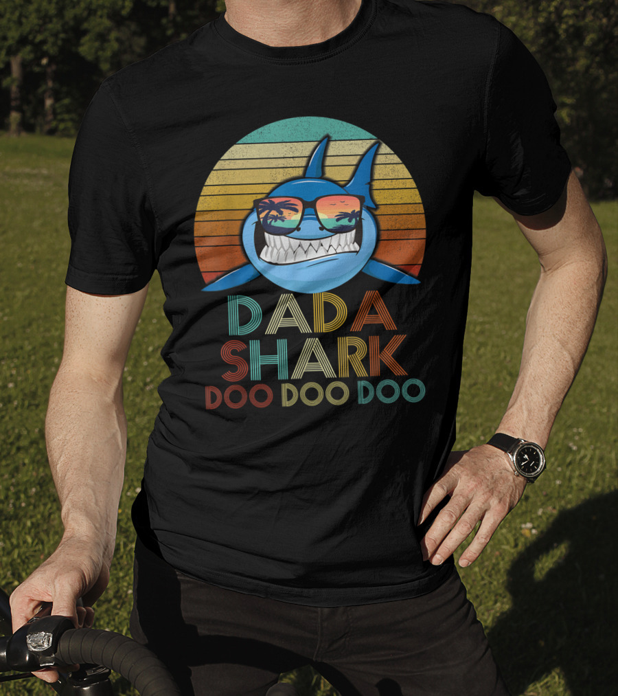 Dada Shark Doo Doo Doo Retro Sunglasses Sunset T-Shirt