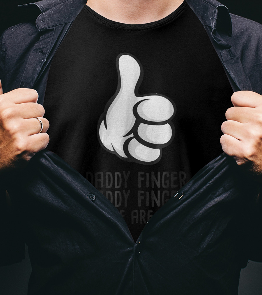Daddy Finger Daddy Finger Where Are You Thumbs Up Cartoon T-Shirt