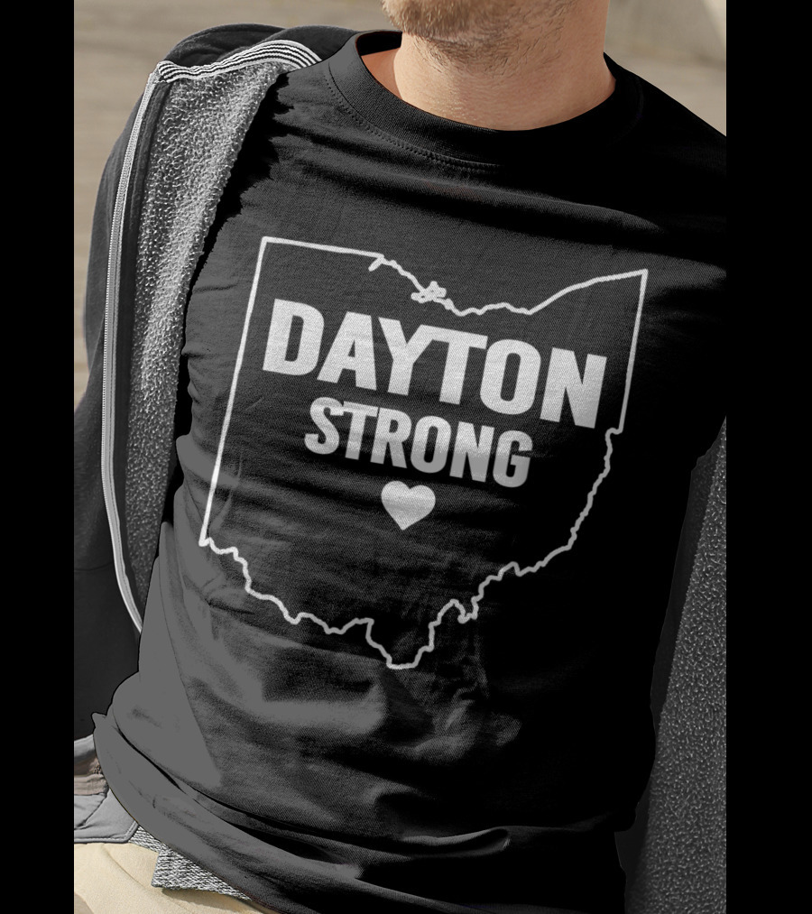 Dayton Strong Ohio Map 937 Heart Symbol For Disaster Support T-Shirt