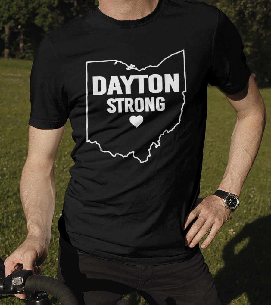 Dayton Strong Ohio Map 937 Heart Symbol For Disaster Support T-Shirt