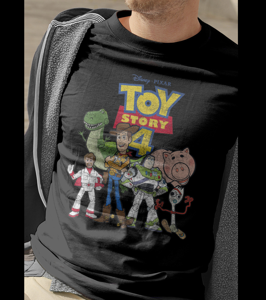 Disney Pixar Toy Story 4 Woody Buzz Rex Hamm Forky Duke Caboom T-Shirt