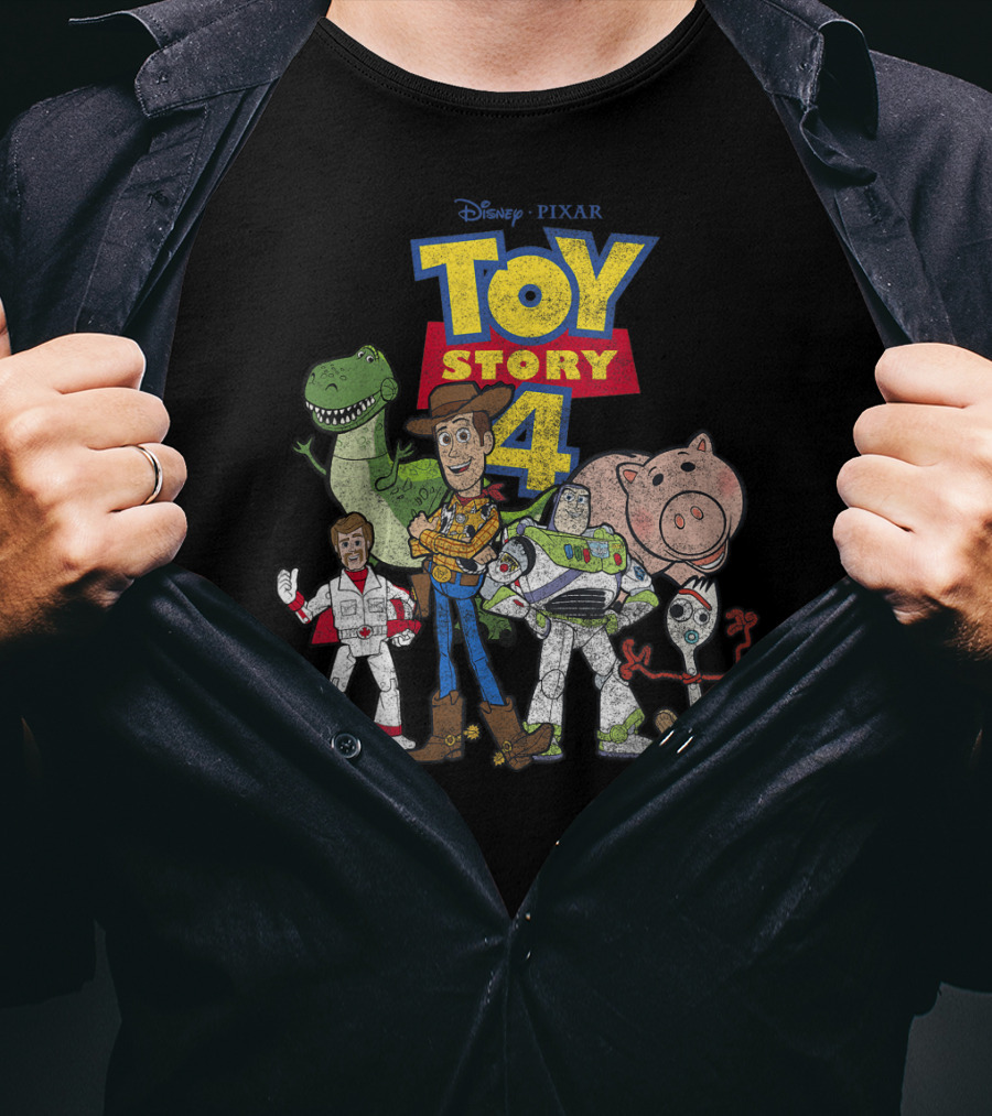 Disney Pixar Toy Story 4 Woody Buzz Rex Hamm Forky Duke Caboom T-Shirt