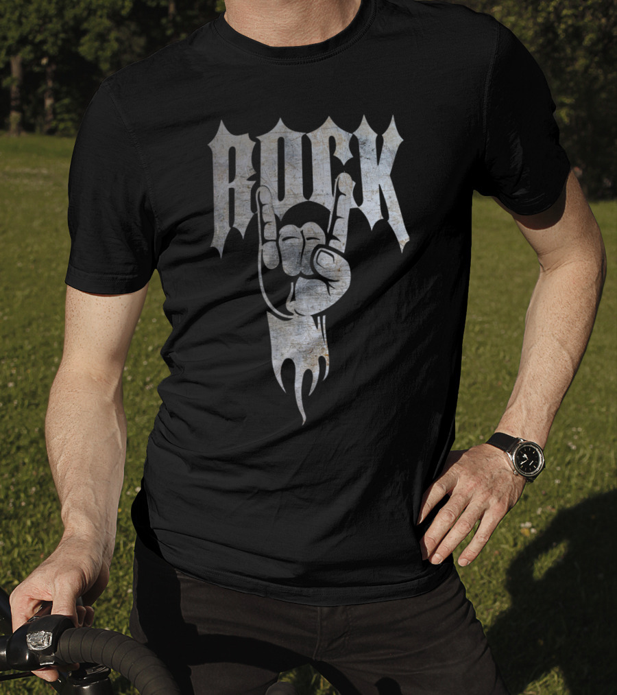 Distressed Metal Rock Hand Sign 80's T-Shirt
