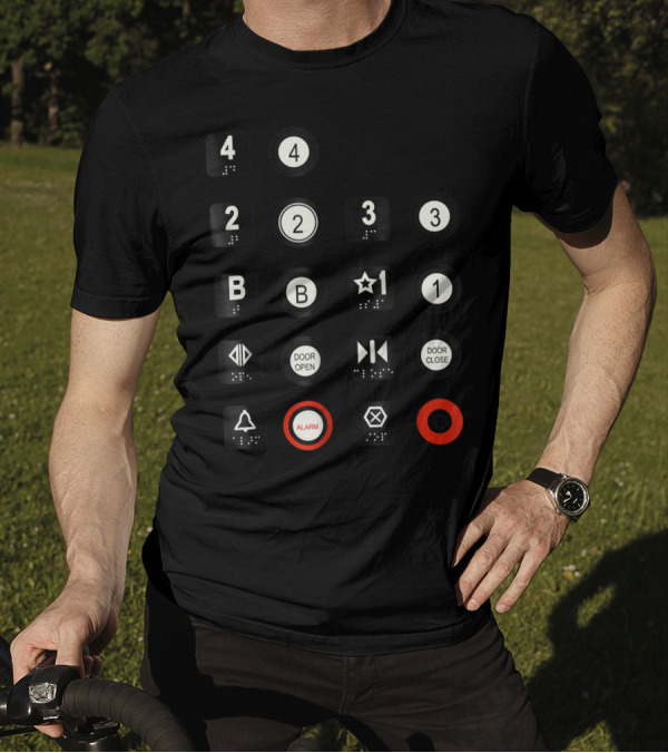 Elevator Buttons 4 3 2 B Star 1 Door Open Close Alarm T-Shirt