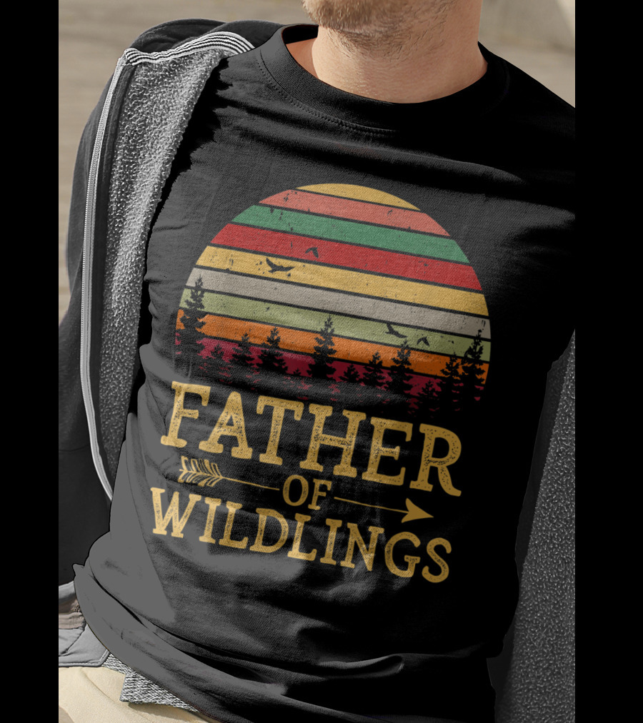 Father Of Wildlings Sunset Vintage Arrow Forest T-Shirt
