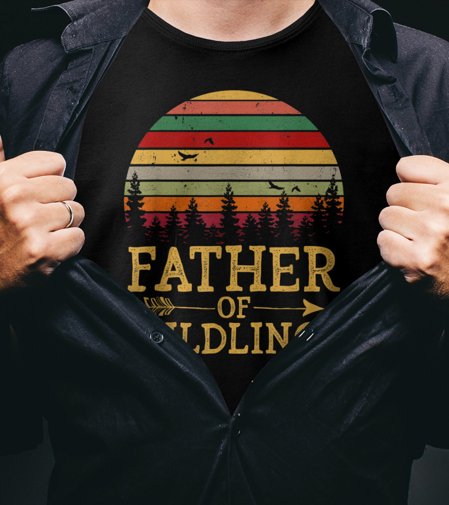Father Of Wildlings Sunset Vintage Arrow Forest T-Shirt
