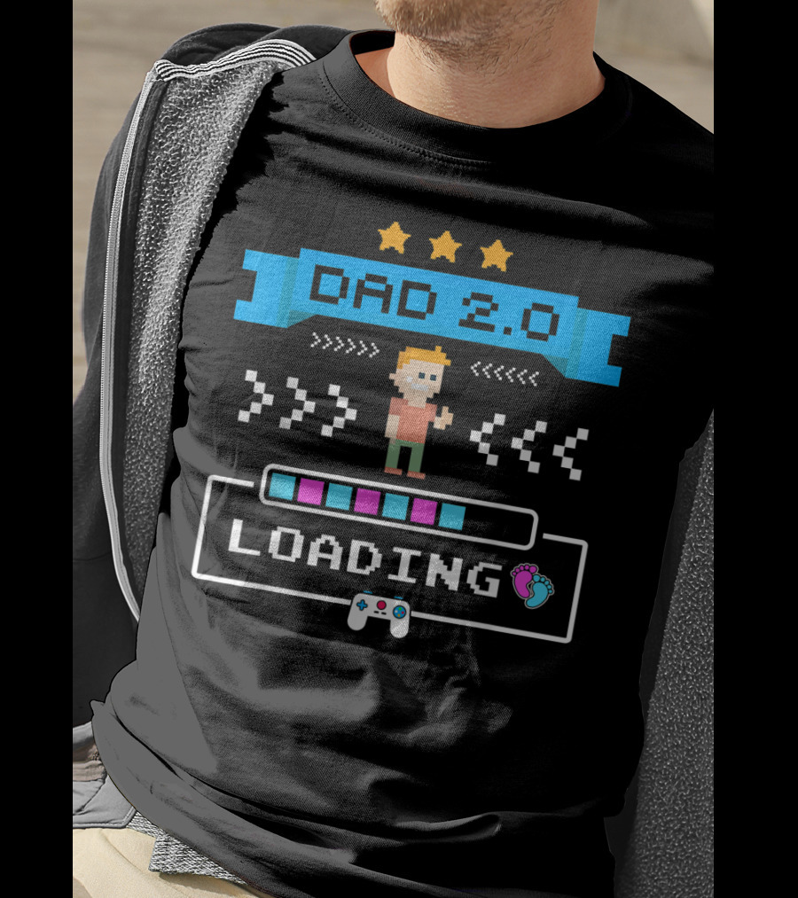 Dad 2.0 Loading Gamer Dad Again Cute 2nd Time Dad T-Shirt