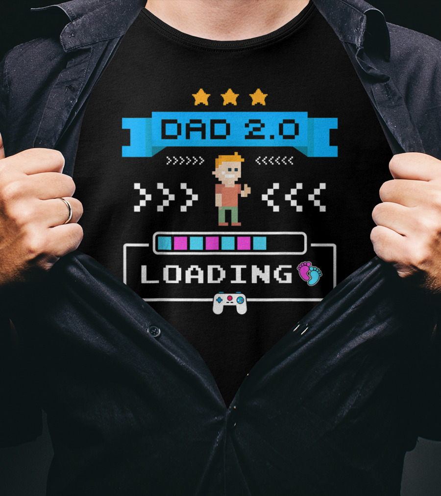 Dad 2.0 Loading Gamer Dad Again Cute 2nd Time Dad T-Shirt