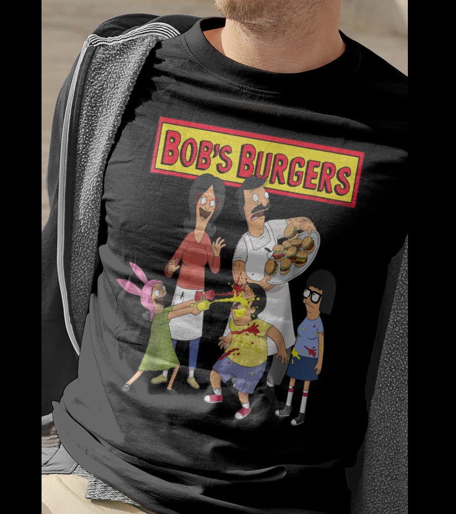 Bob's Burgers Family Fun Chaos With Burgers And Condiments T-Shirt