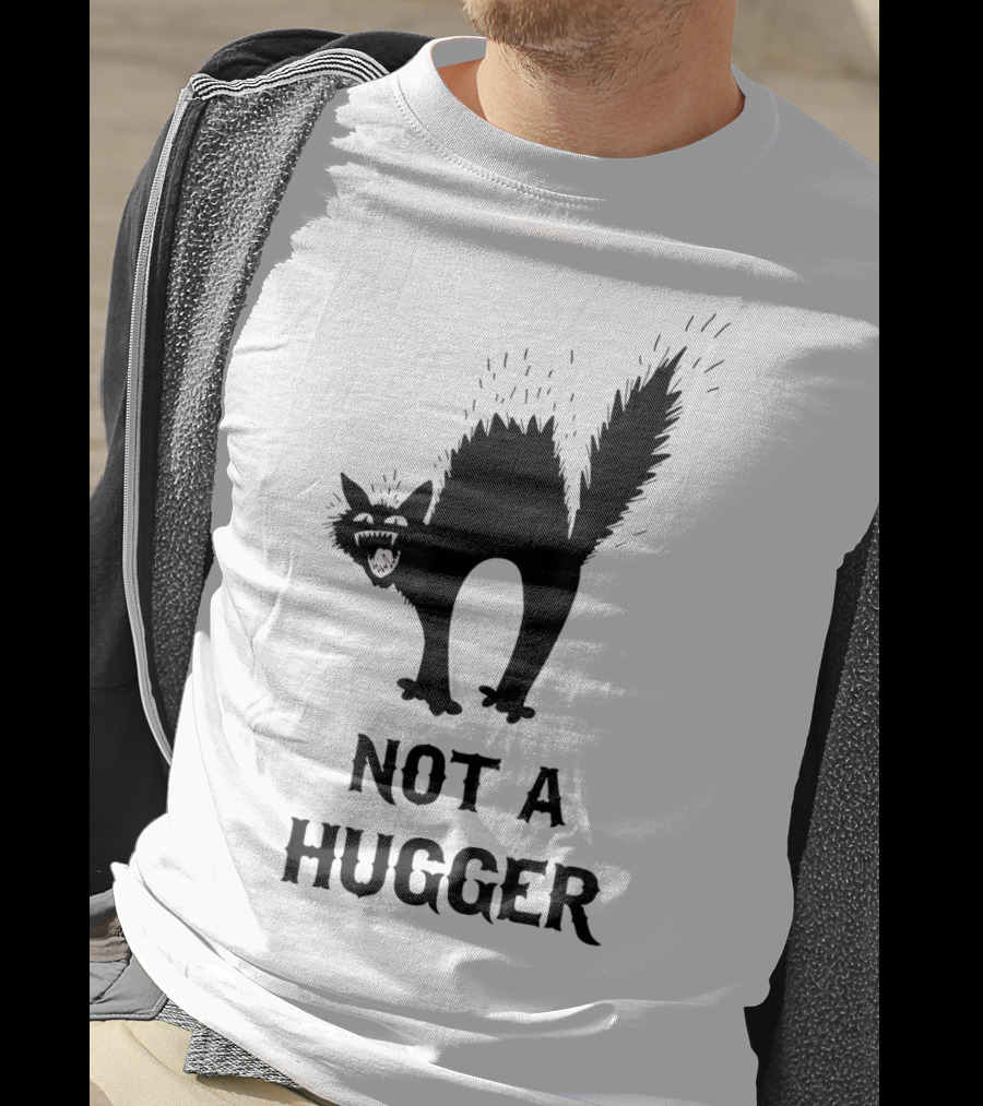 Not A Hugger Angry Black Cat T-Shirt