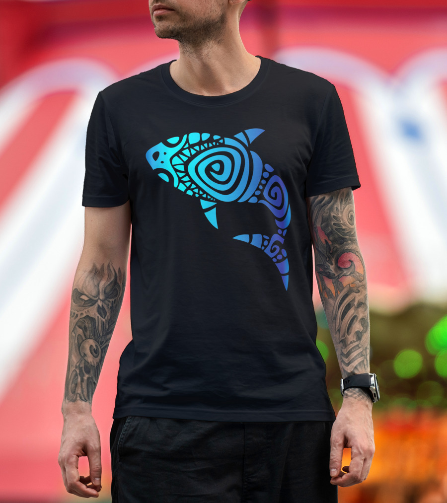 Hawaii Mano Tribal Shark Lover Week Spiral T-Shirt