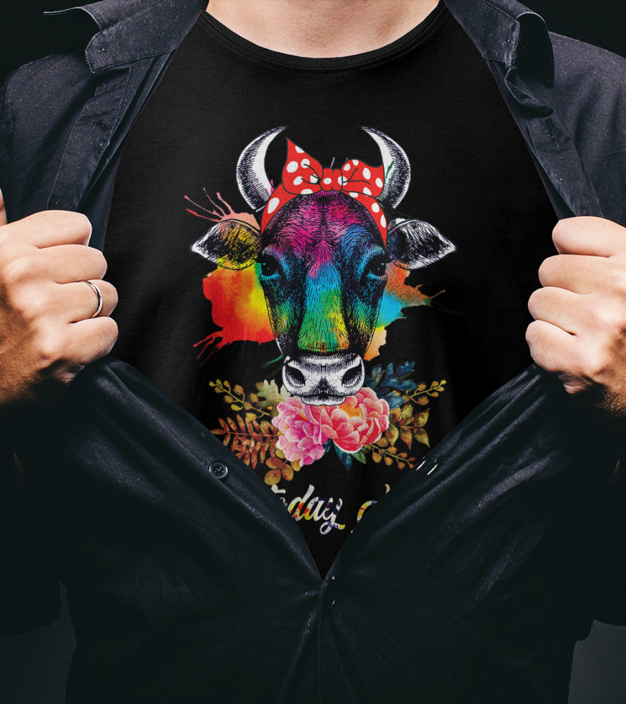 Hilarious Cow Not Today Heifer Rainbow Bandana Floral T-Shirt