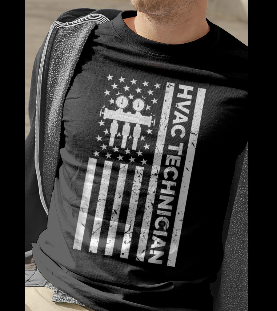 American Flag HVAC Technician T-Shirt