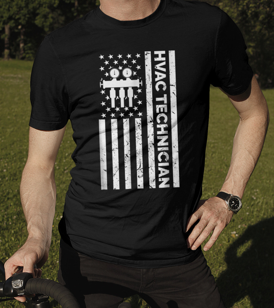 American Flag HVAC Technician T-Shirt
