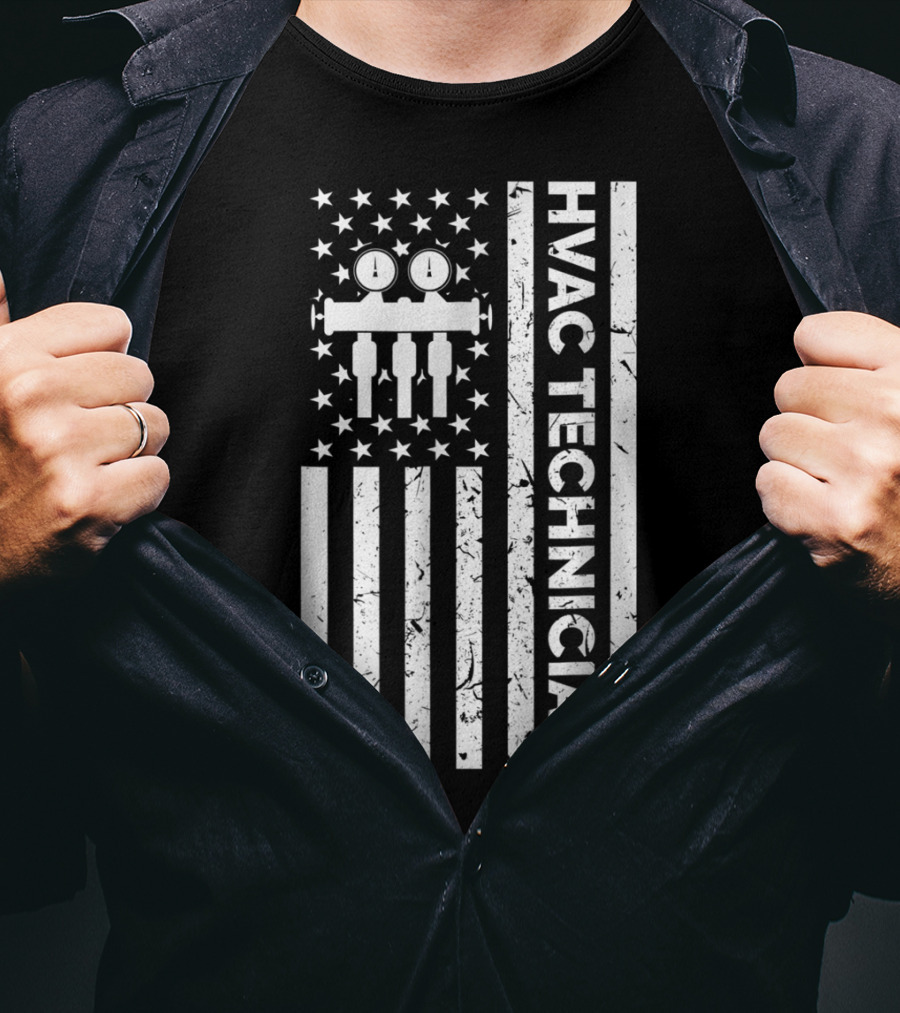 American Flag HVAC Technician T-Shirt