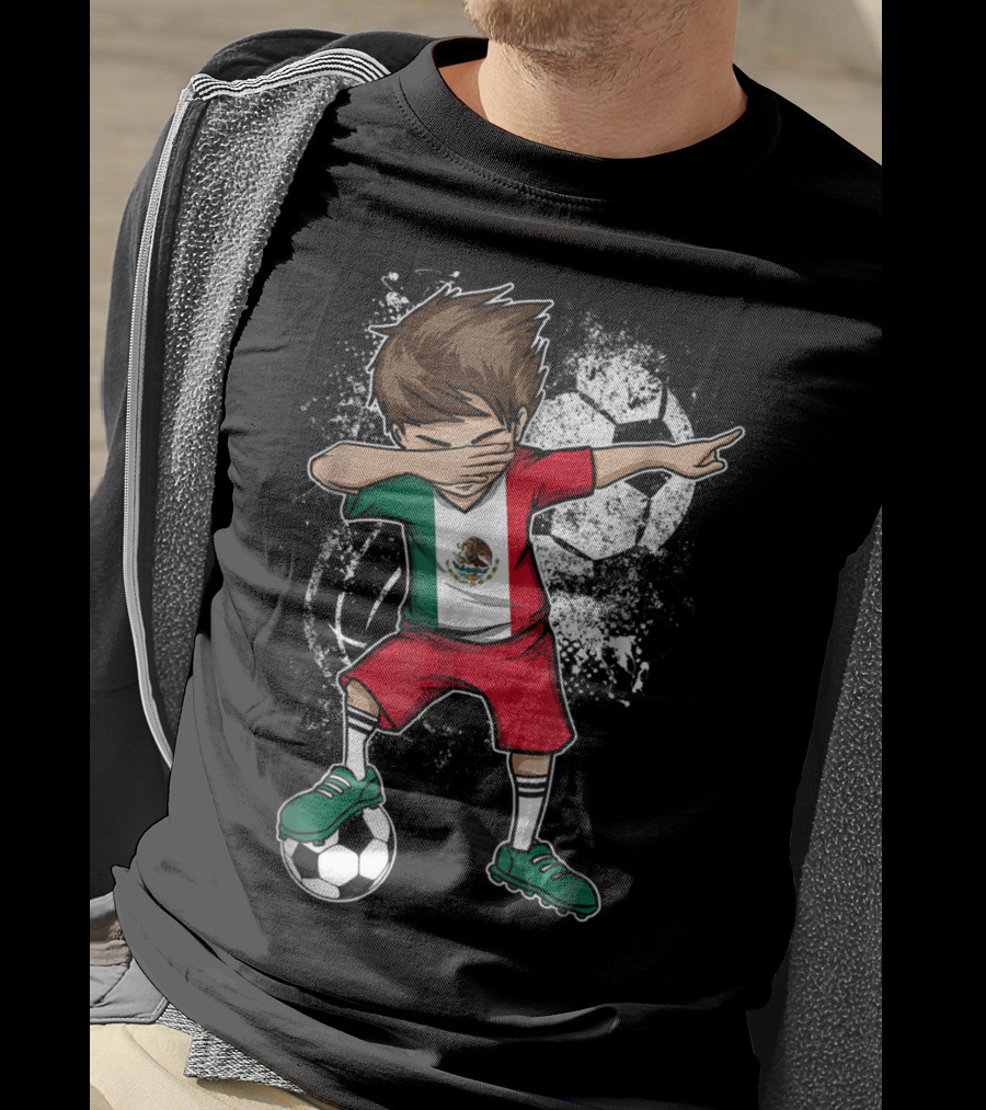 Dabbing Boy Mexico Soccer Mexican Jersey Football Player T-Shirt