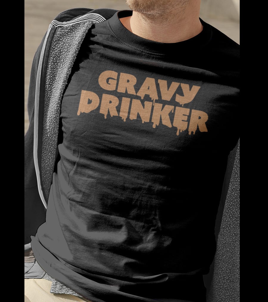 Jim Gaffigan Gravy Drinker Text Bold Dripping T-Shirt