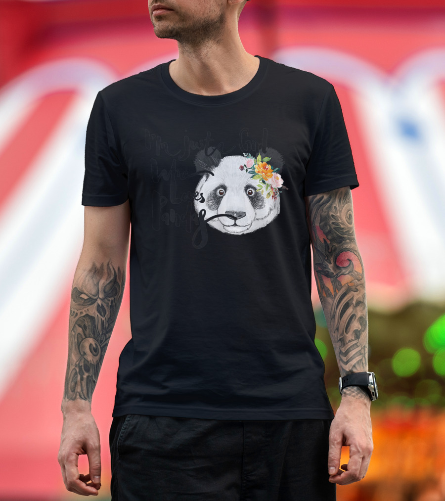 I'm Just A Girl Who Loves Pandas with Floral Crown T-Shirt