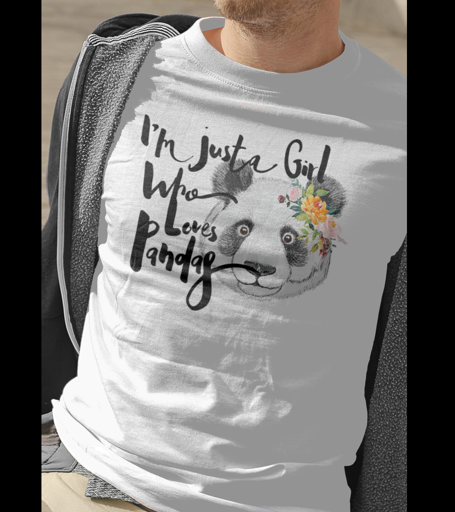 I'm Just A Girl Who Loves Pandas With Floral Crown T-Shirt