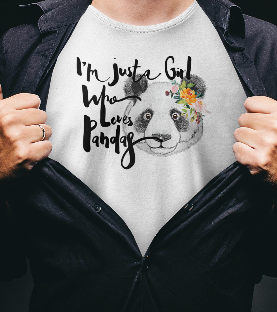 I'm Just A Girl Who Loves Pandas With Floral Crown T-Shirt