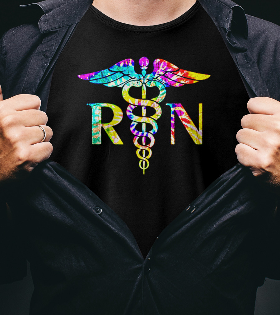 Lovely RN Registered Nurse Caduceus Tie Dye T-Shirt