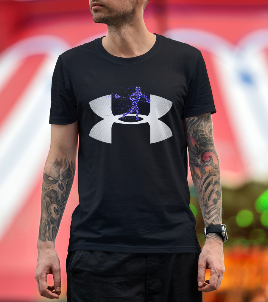Under Armour Lacrosse Player Icon On Dark T-Shirt