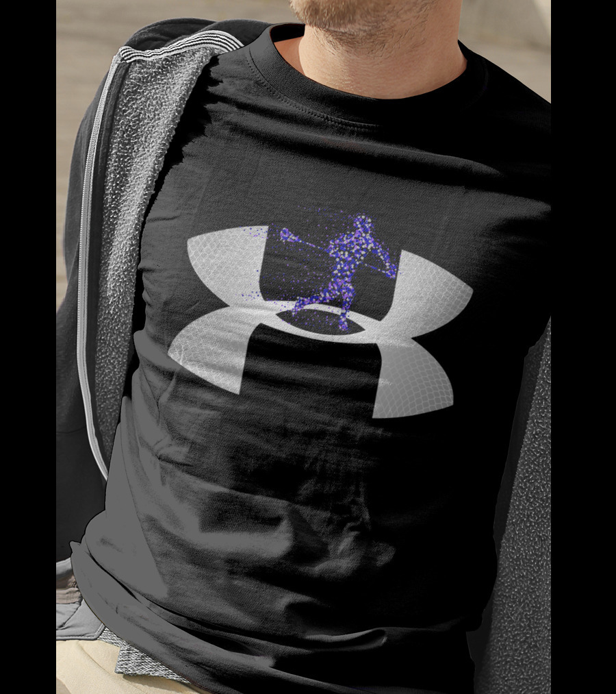 Under Armour Lacrosse Player Icon On Dark T-Shirt