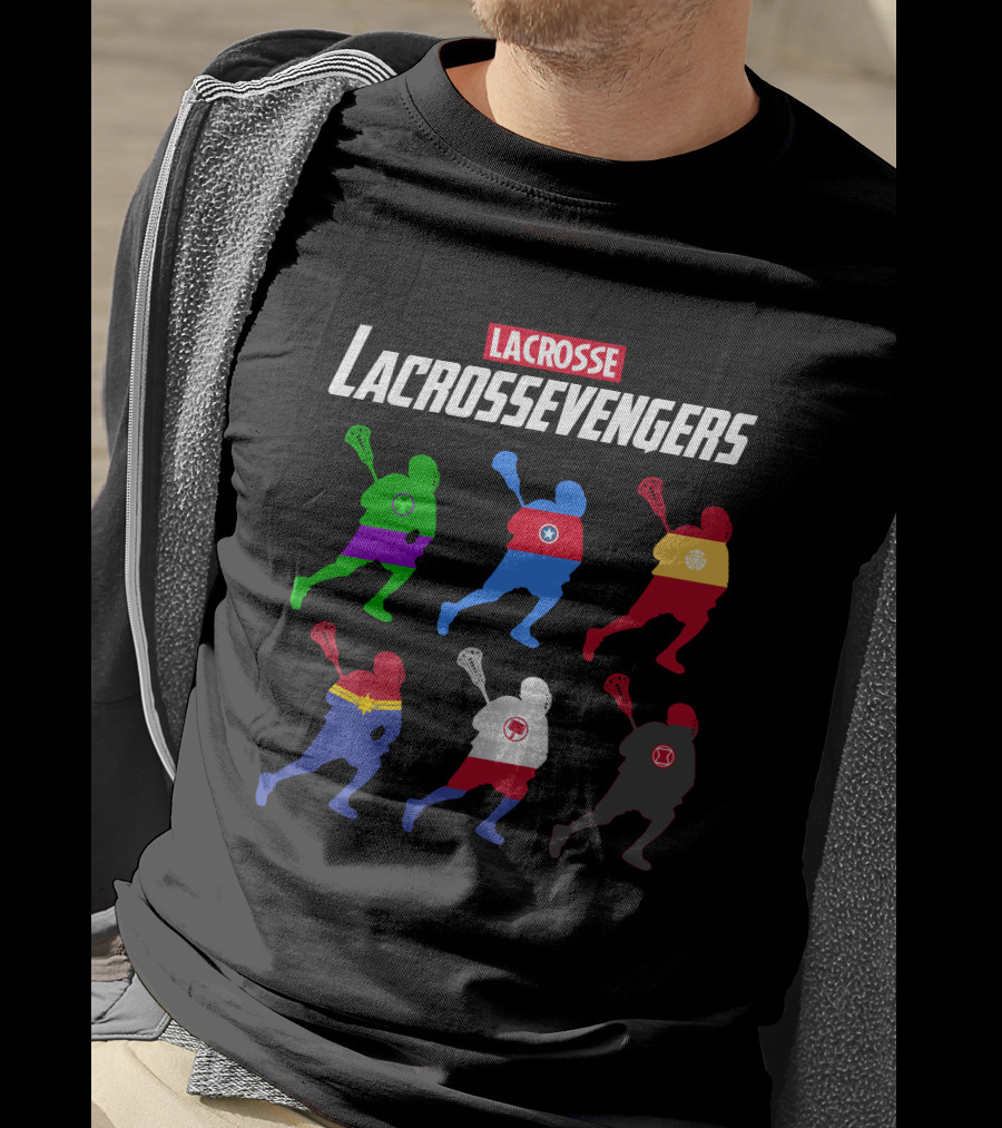 Lacrosse Avengers Superheroes Team Silhouettes T-Shirt