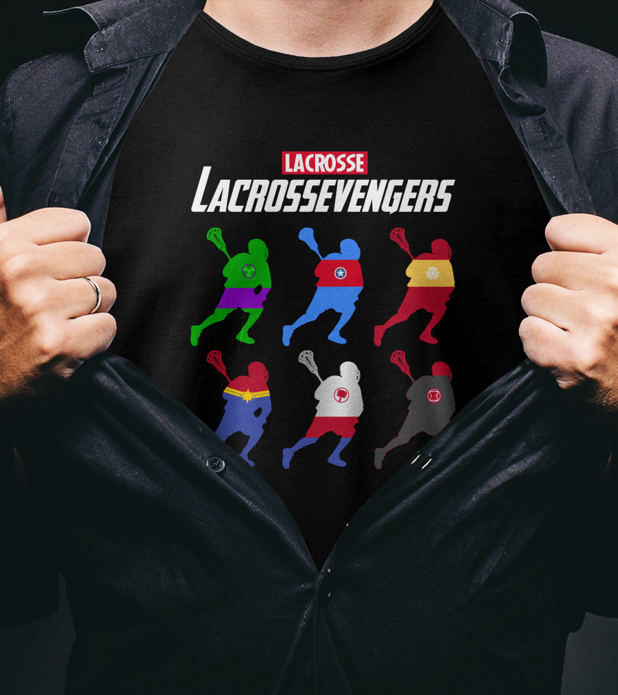 Lacrosse Avengers Superheroes Team Silhouettes T-Shirt