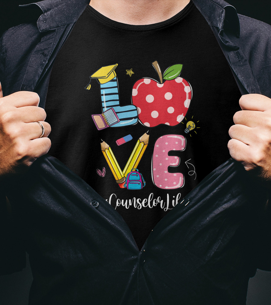 LOVE Apple Pencil School #CounselorLife T-Shirt