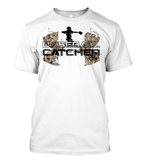 Baseball Catcher Silhouette With Abstract Field T-Shirt