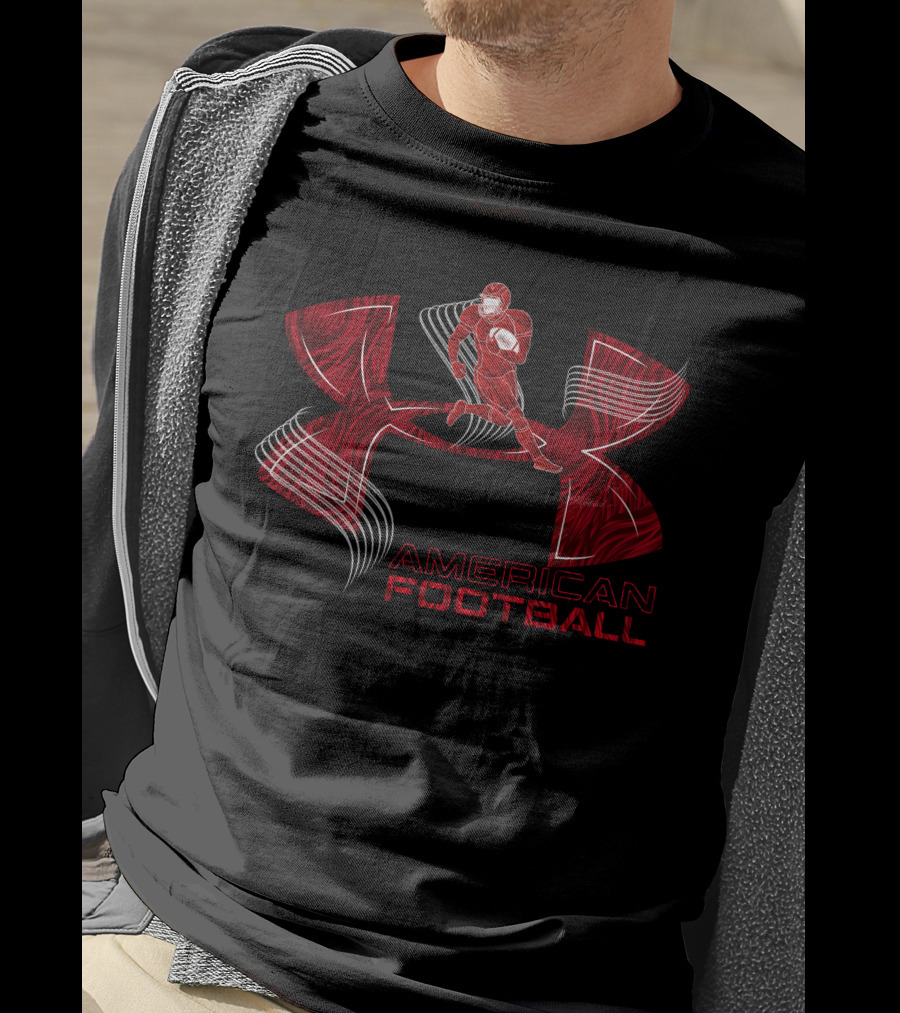 American Football Under Armor-Inspired Red Player T-Shirt