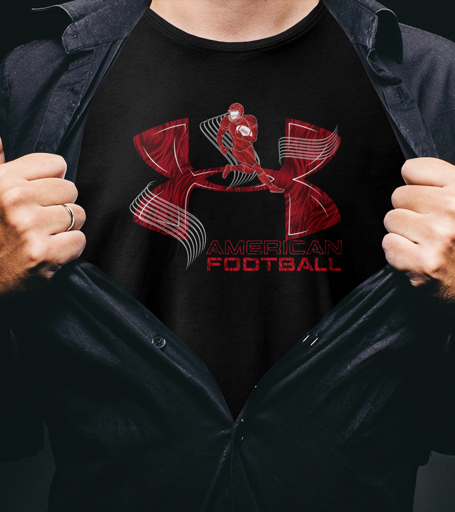 American Football Under Armor-Inspired Red Player T-Shirt