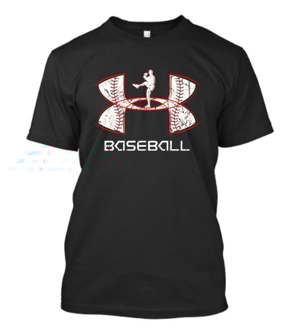 Bb161103 Baseball Pitcher Silhouette Inside Baseball Stitching T-Shirt