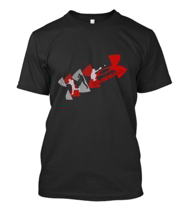 Under Armour Baseball Player Silhouettes Red And Gray T-Shirt