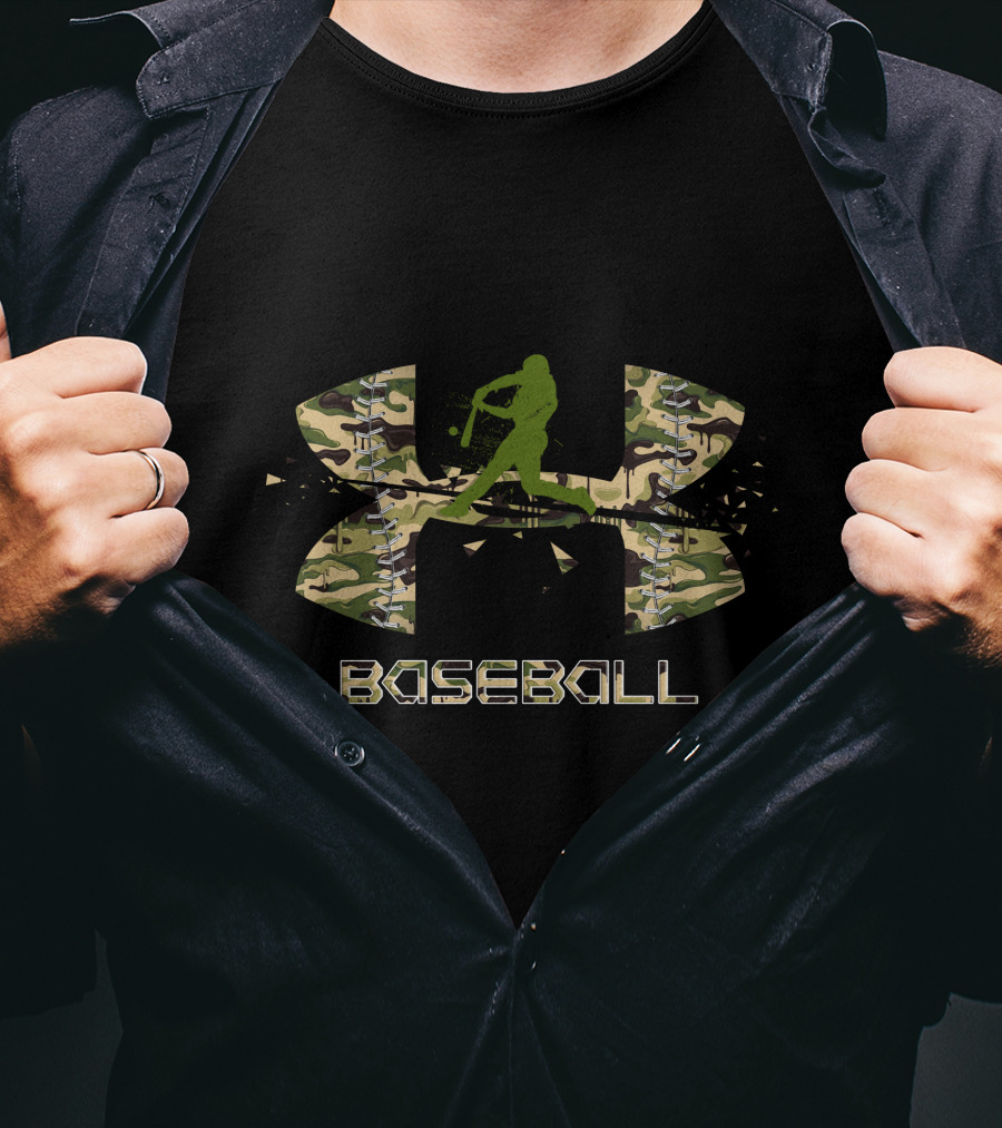 Bb241101 Baseball Camo Logo Batter Silhouette T-Shirt